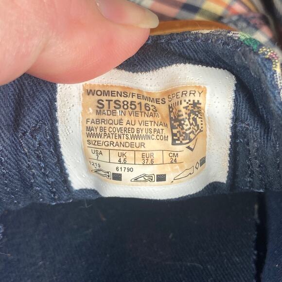 Sperry Shoes Women's Size 7 Top-Sider Plaid Boat Memory Foam Comfort Casual - Picture 3 of 7